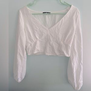 Kendall & Kylie Long Sleeve White Top